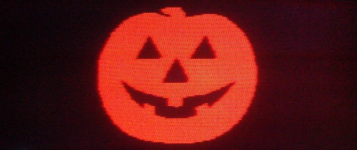 An electronic image of a jack-o-lantern face.