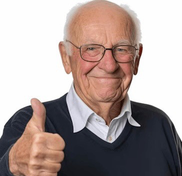 An old white man giving a thumb's up